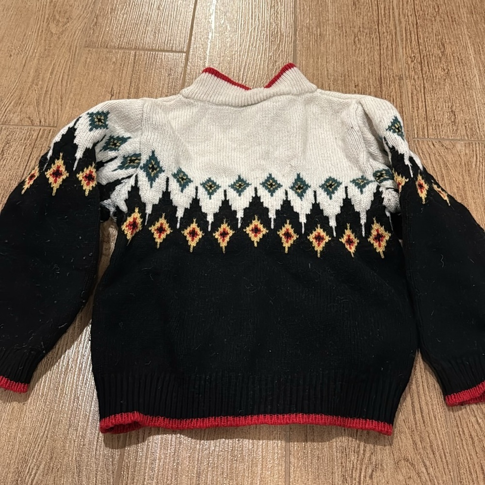 Mockneck lambs wool jacquard warm knit sweater size 5T - Picture 4 of 4